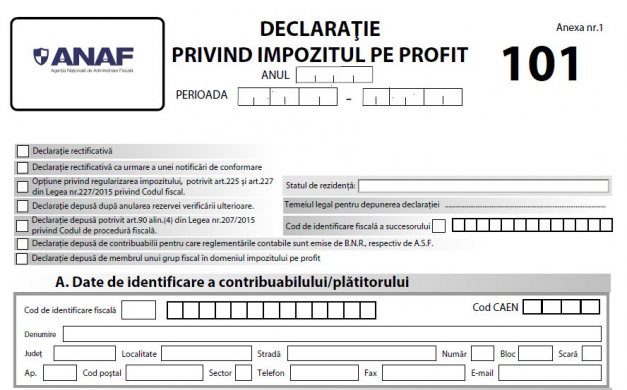 ANAF actualizeaza formularele 101 si 101 Grup fiscal: Noutati si instructiuni de completare