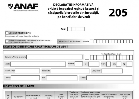 Declaratia 205: Model actualizat si noi categorii de venituri incluse