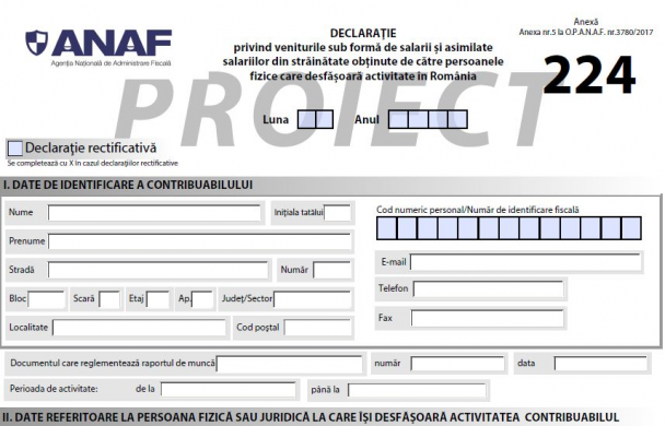 ANAF actualizeaza Formularul 224 privind veniturile salariale din strainatate: Iata instructiunile de completare!
