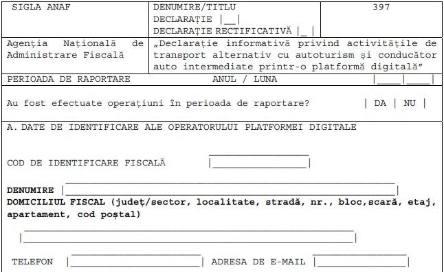 Formularul 397: Noua declaratie ANAF pentru Uber, Bolt si alte platforme de ridesharing