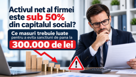 Activul net al firmei este sub 50% din capitalul social? Ce masuri trebuie luate pentru a evita sanctiuni de pana la 300.000 de lei