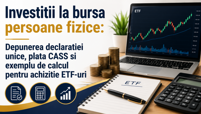 Investitii la bursa persoane fizice: Depunerea declaratiei unice, plata CASS si exemplu de calcul pentru achizitie ETF-uri