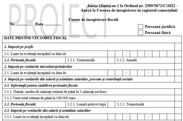 ANAF modifica cererea de inregistrare fiscala