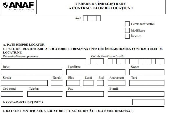 Inregistrarea contractului de inchiriere la ANAF: Formular actualizat si modificari importante in 2025