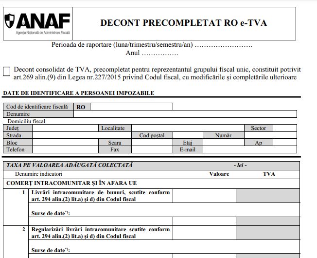 Formularul 'Decont precompletat e-TVA' a fost publicat in Monitorul Oficial