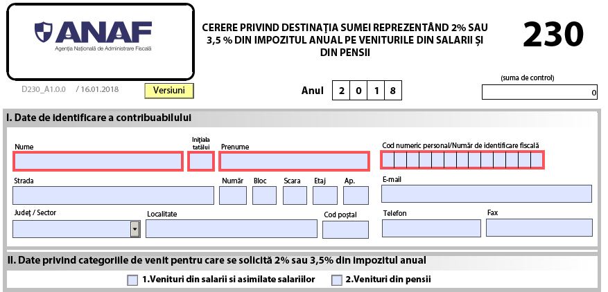 Completarea declaratiei 230: ANAF a publicat noul PDF inteligent