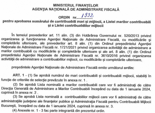 Oficial: Listele contribuabililor mari si mijlocii au fost publicate de ANAF