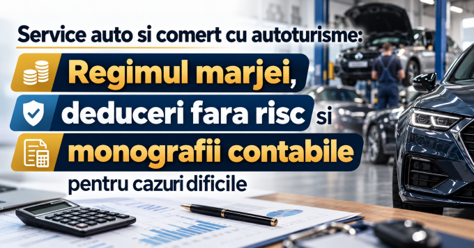 Service auto si comert cu autoturisme: Regimul marjei, deduceri fara risc si monografii contabile pentru cazuri dificile