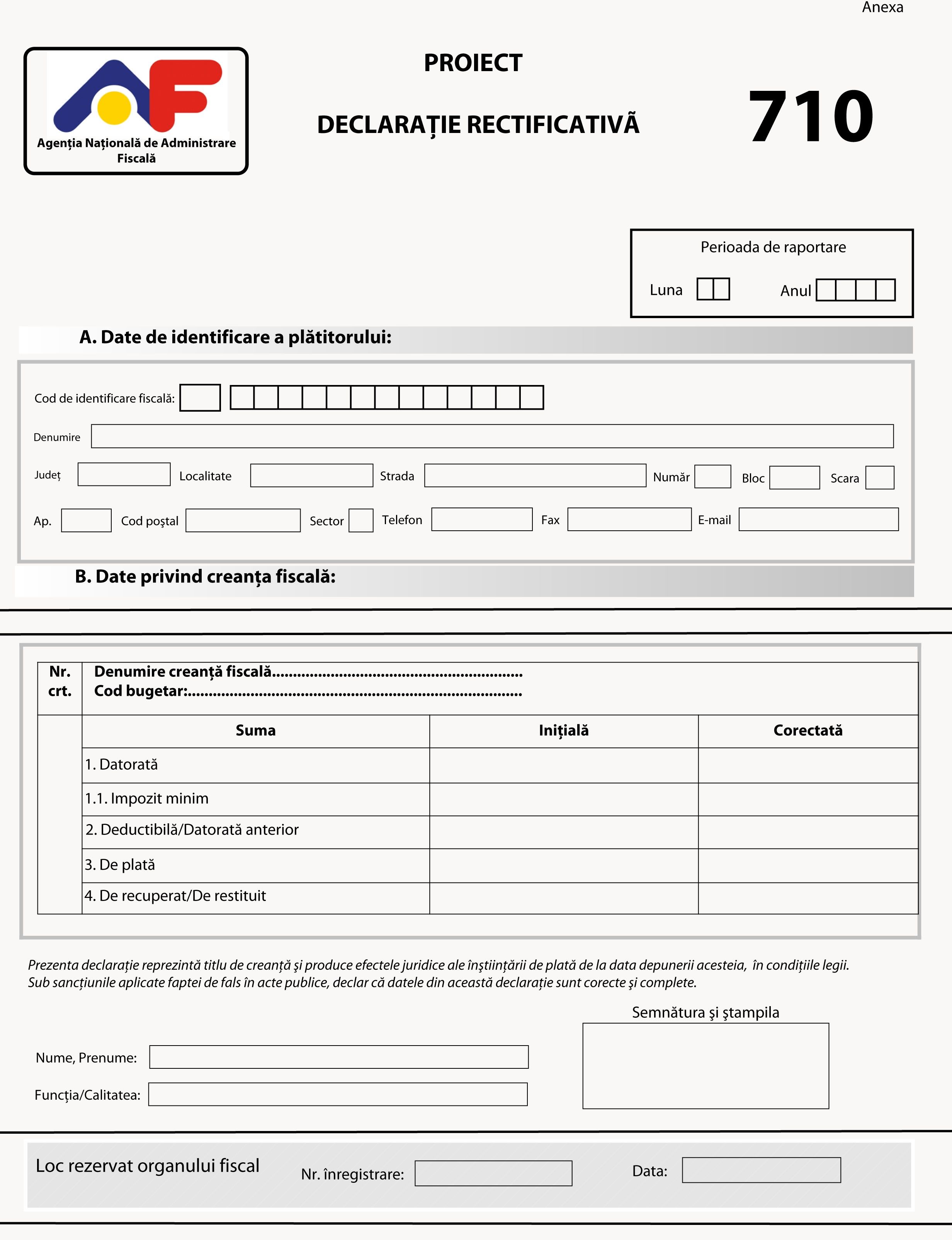 Ordin Anaf Modificarea Formularului 710